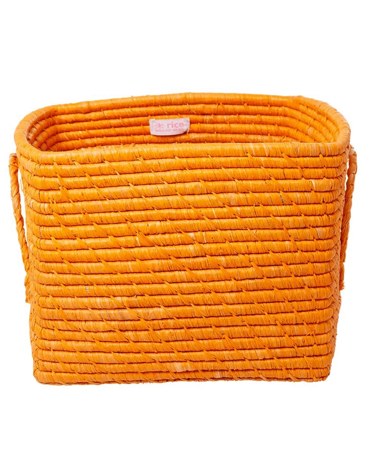 Raffia-Korb SQUARE – TANGERINE (25x30x30) in orange