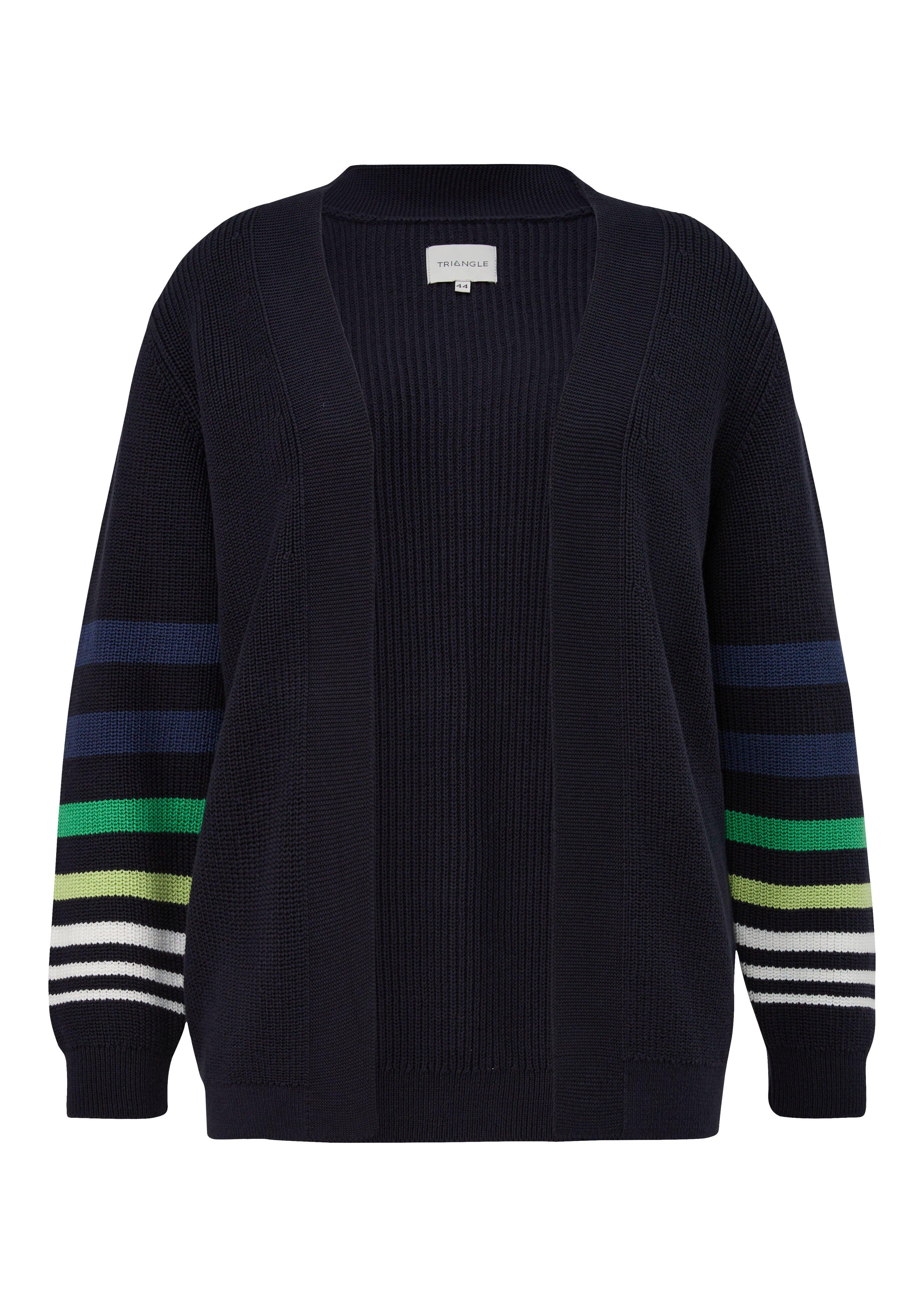 Strickjacke mit Kontraststreifen am Ärmel