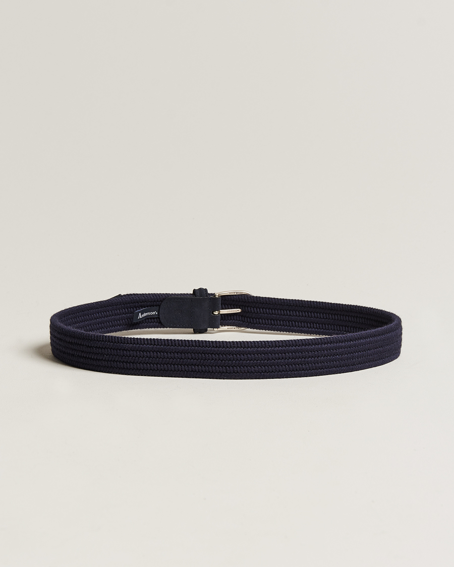 Anderson's Braided Wool Belt Navy