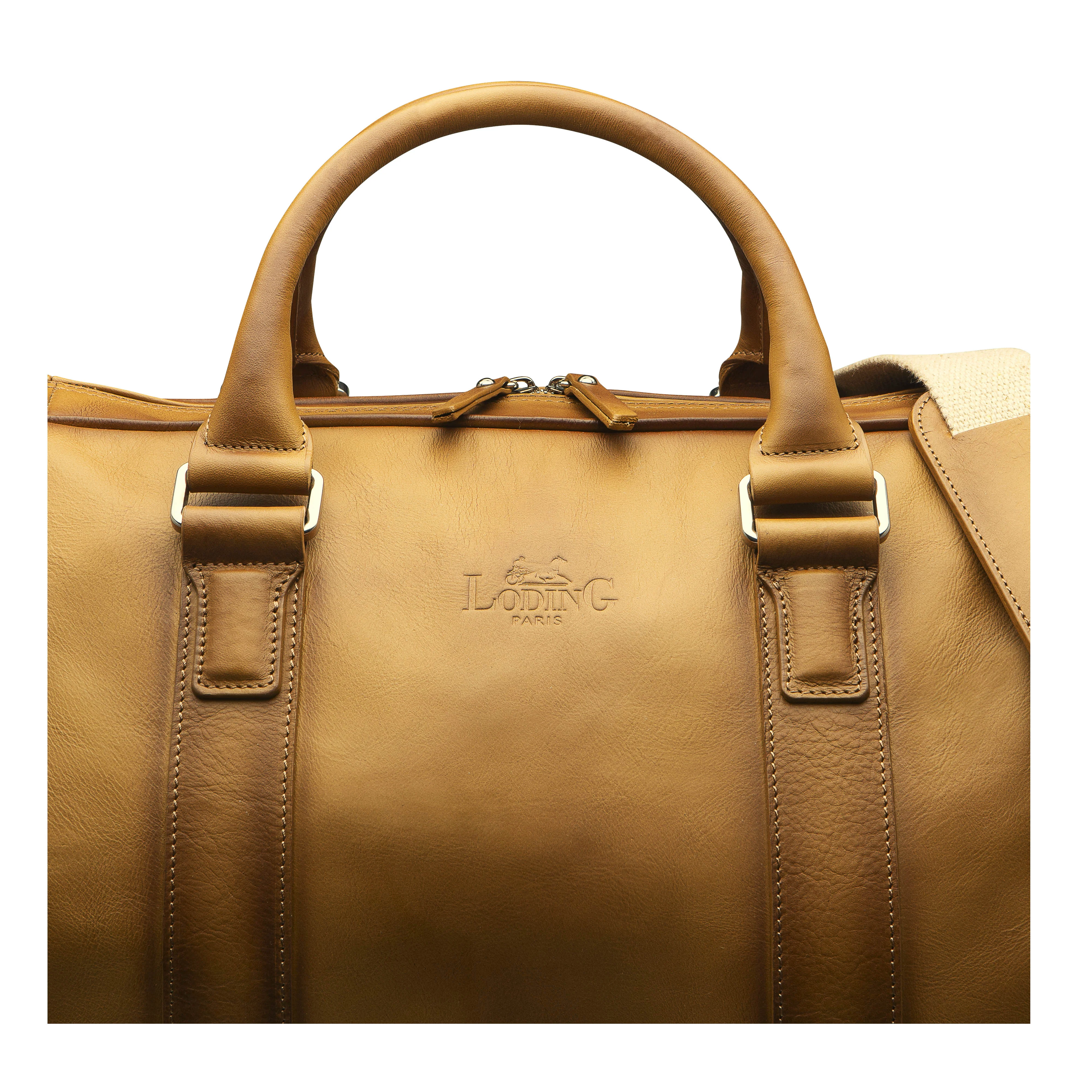 Sac week-end de voyage en cuir camel