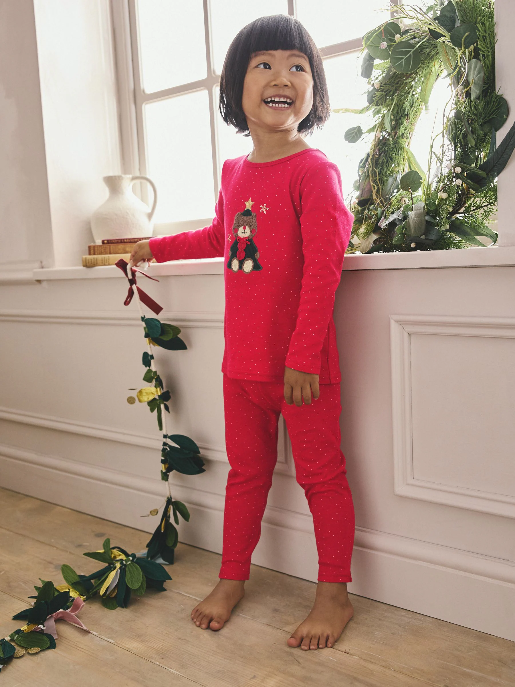 Rood met beer - Kerstpyjama (9 mnd-16 jr)