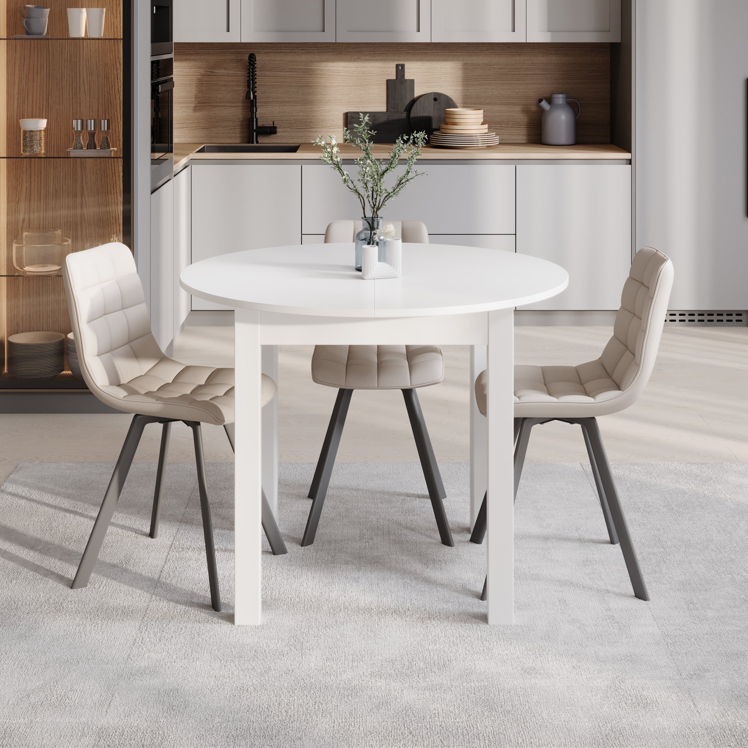 South - Eetkamertafel - Uitschuifbaar - Wit - 100x100x76 cm
