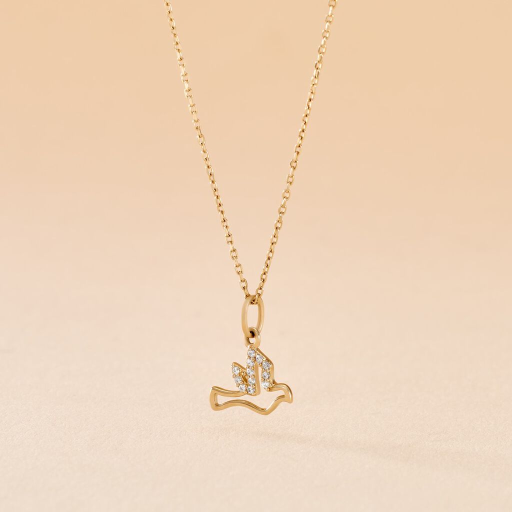 Pendentif Columnia Or Jaune Oxyde De Zirconium