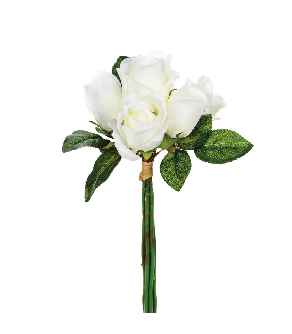 Bouquet de fleurs artificielles 7 roses blanches d. 20 x h. 30 cm