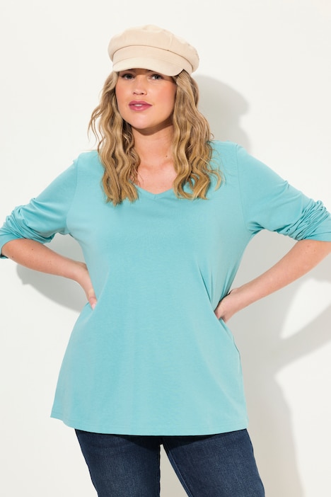 Shirt, Slim, V-Ausschnitt, Langarm