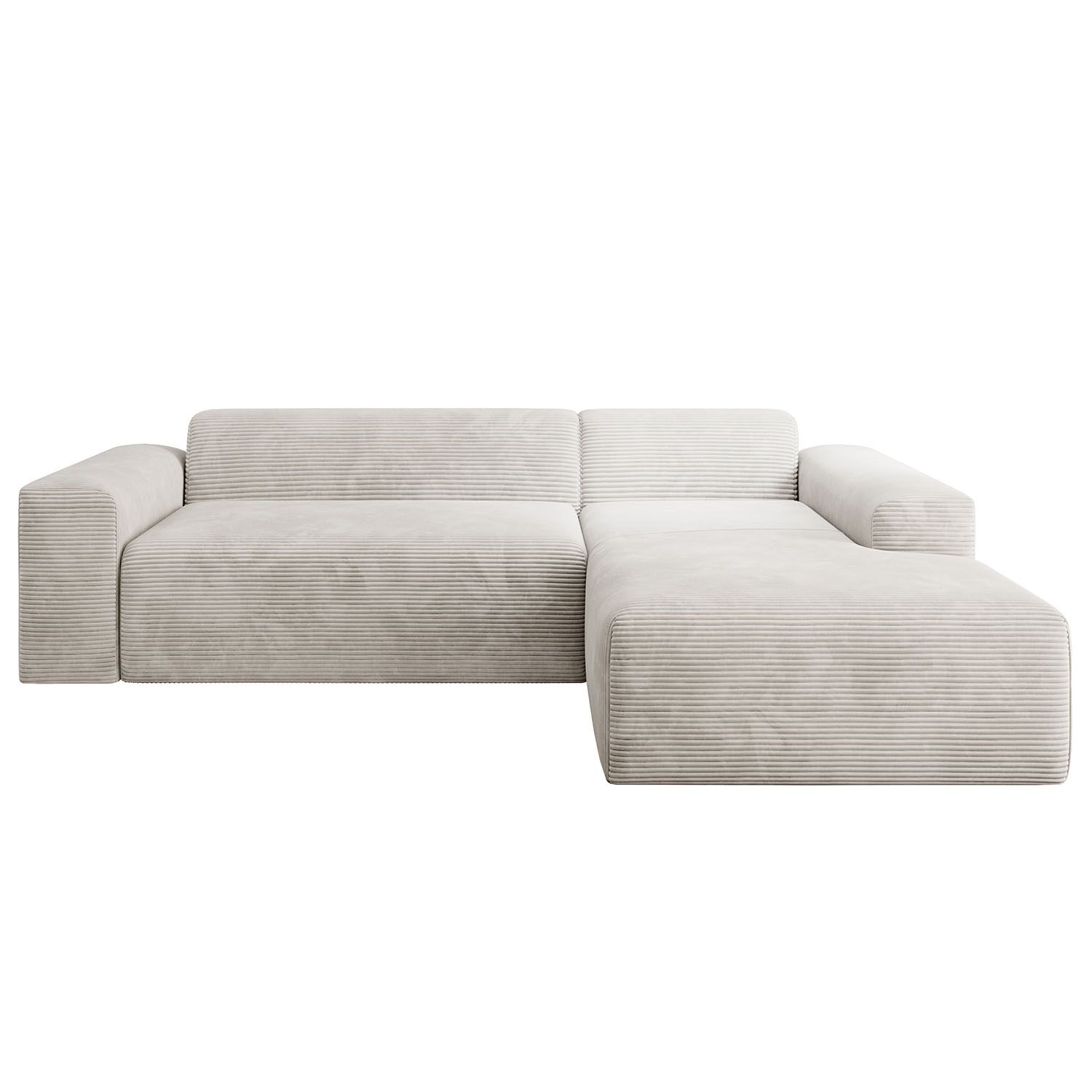 Juskys Sofa Vals Rechts mit PESO Stoff - Ecksofa Couch Wohnzimmer modern Sitzfläche - Beige