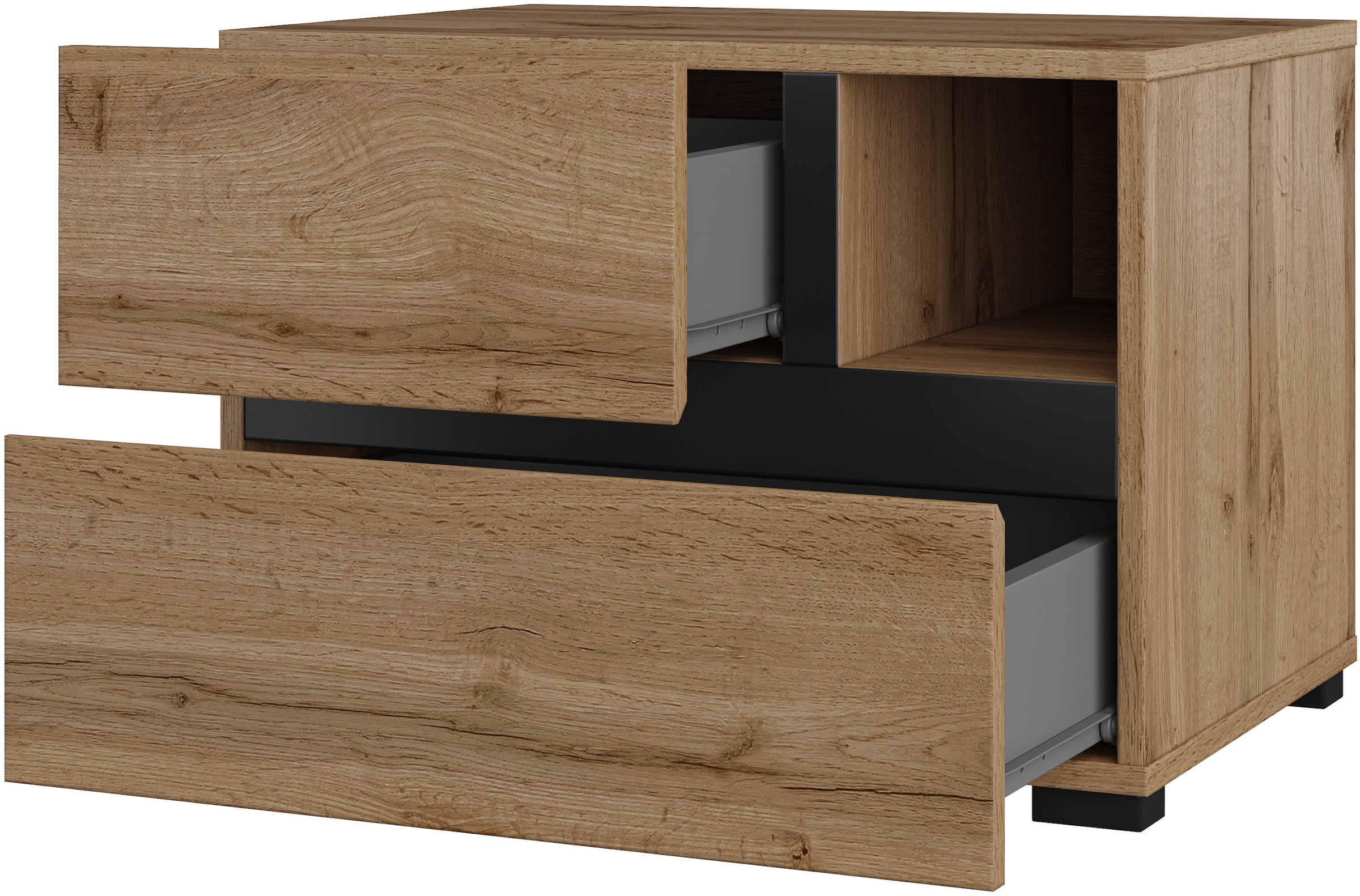Home affaire Nachtkommode »Cross, moderner griffloser Nachtschrank« Nachttisch, Nachtkonsole mit 2 Schubladen