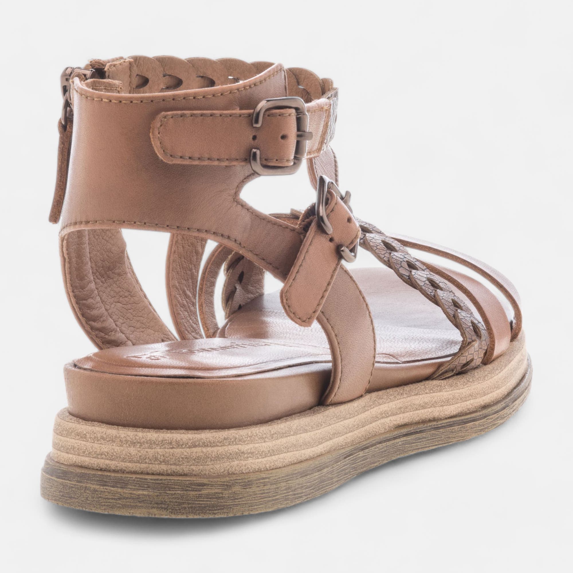 Sandales Femme en cuir cognac