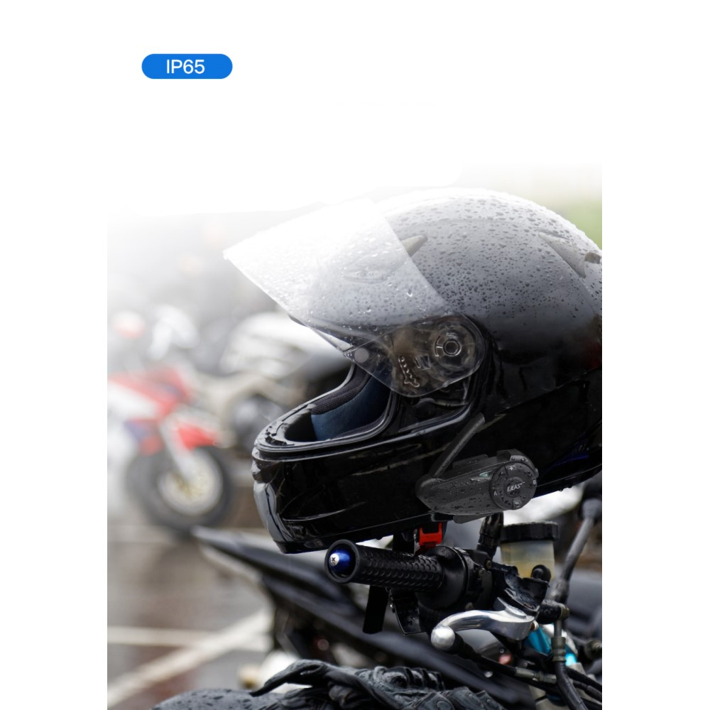 Spritzwasserfestes (IP65) Motorrad Helm Intercom Bluetooth Headset FM Radio 800m Reichweite (bis zu 7 Benutzer)