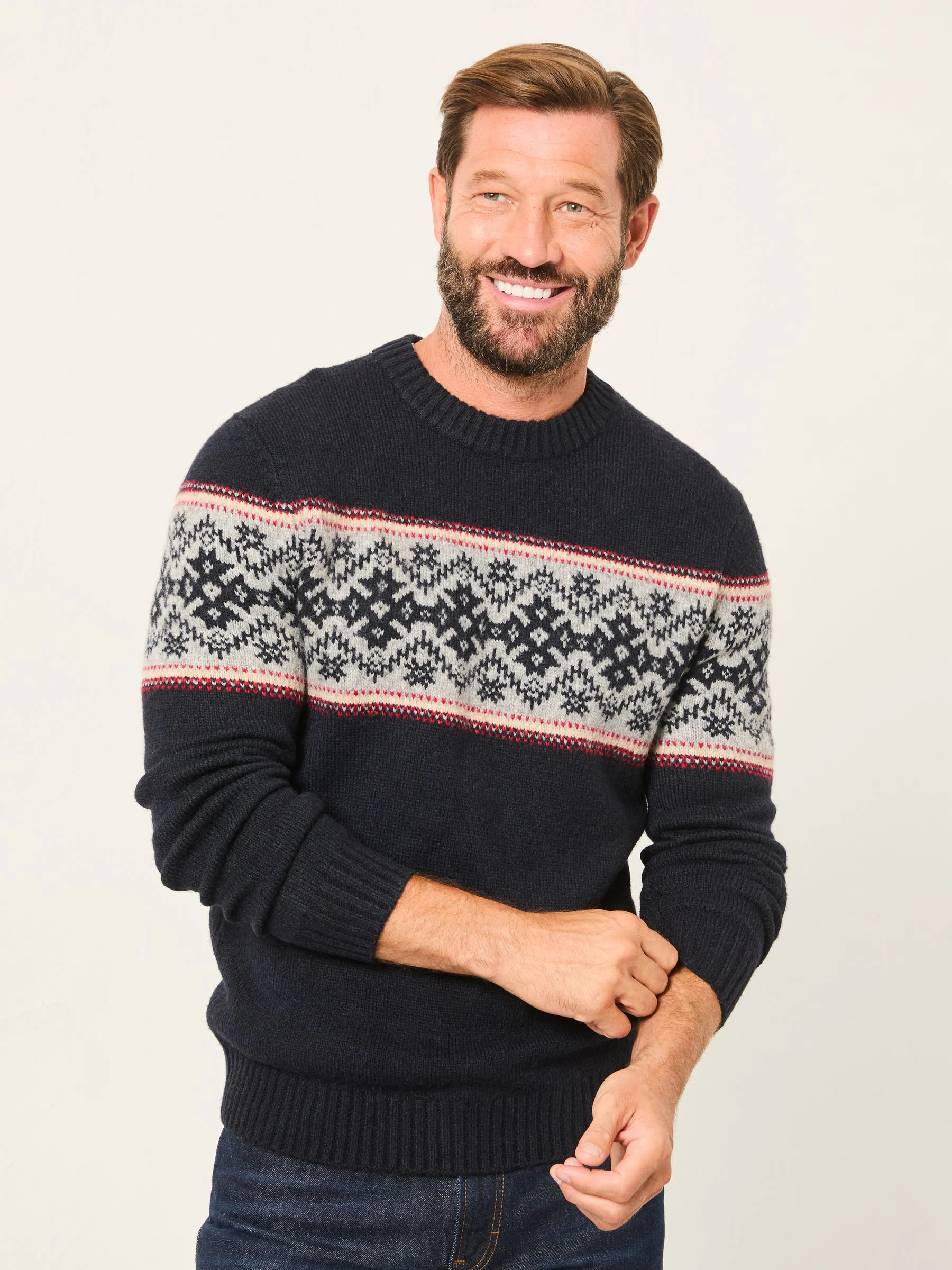 FatFace Snowflake Fairisle Knitted Crew Neck Jumper