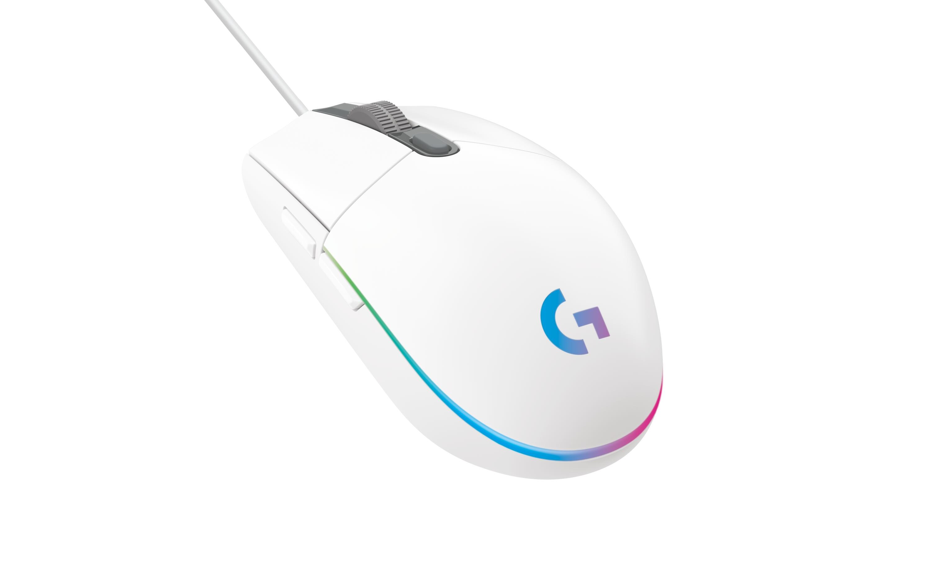 Gaming-Maus G203 Lightsync WeissReaktionsschnelle und leichte USB-Gamingmaus