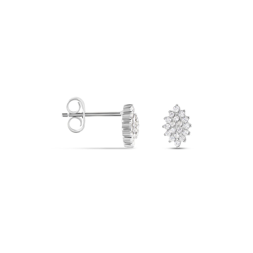 Boucles D'oreilles Puces Argent Blanc Hellouin Oxydes De Zirconium