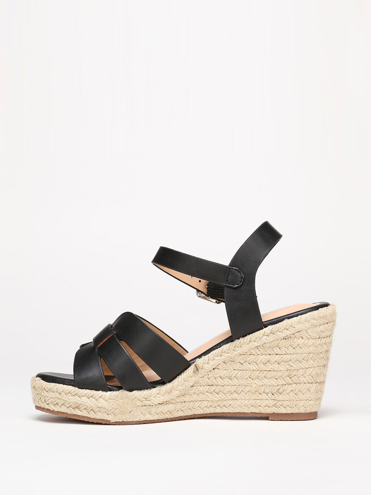 Sandales compensées multi-brides- Noir