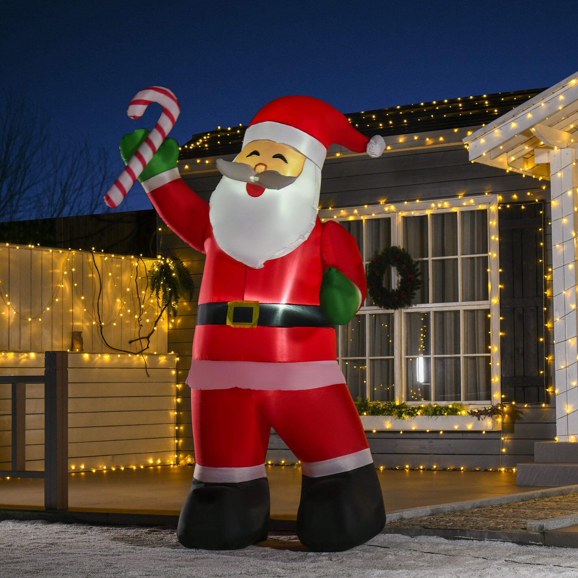 HOMCOM Aufblasbarer Weihnachtsmann mit Gebläse und LED-Licht bunt 160B x 85T x 243H