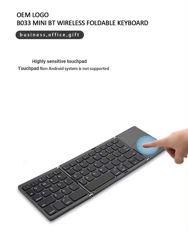 HOMTEC - Opvouwbaar Bluetooth-toetsenbord met trackpad, oplaadbaar via USB