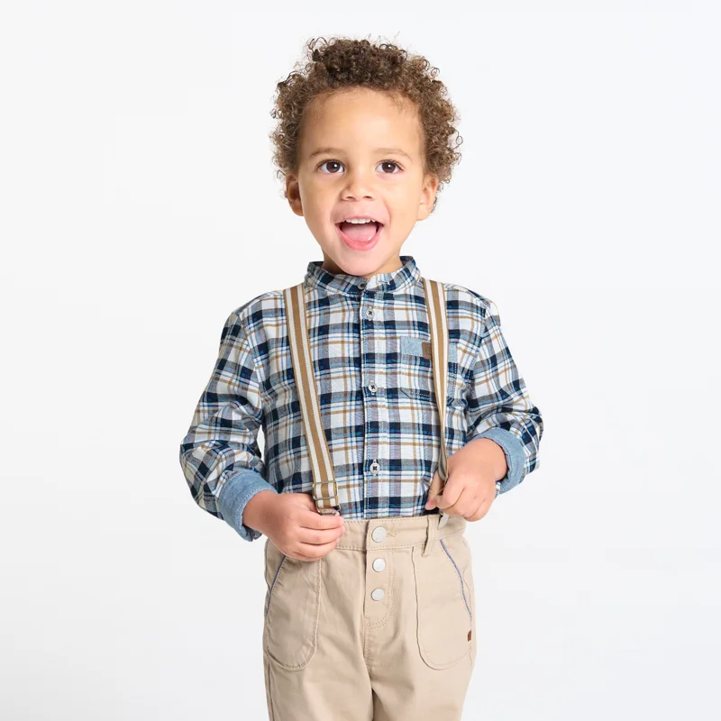 Chemise à carreaux bleu bébé garçon Bleu