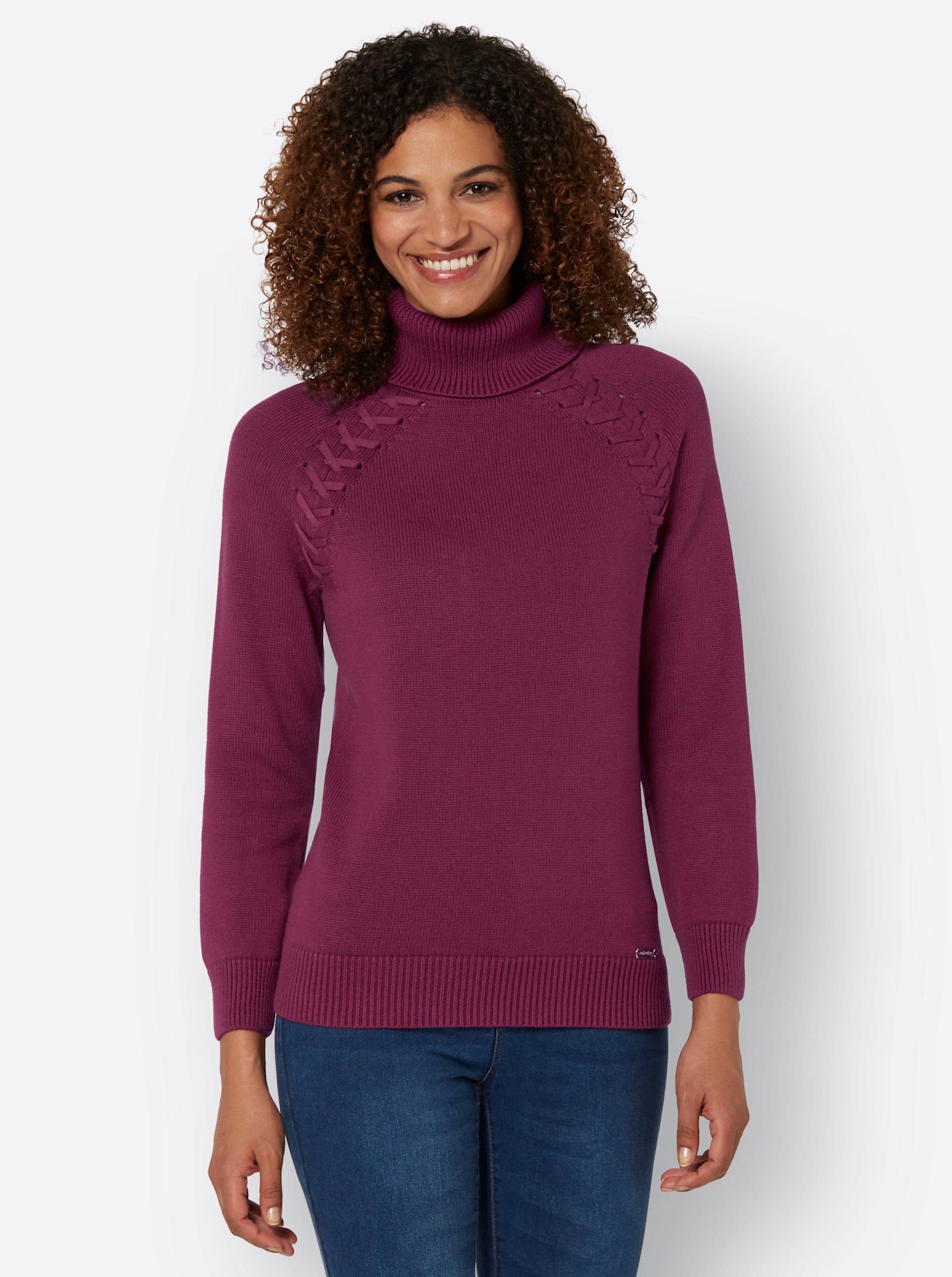 Rollkragenpullover in bordeaux