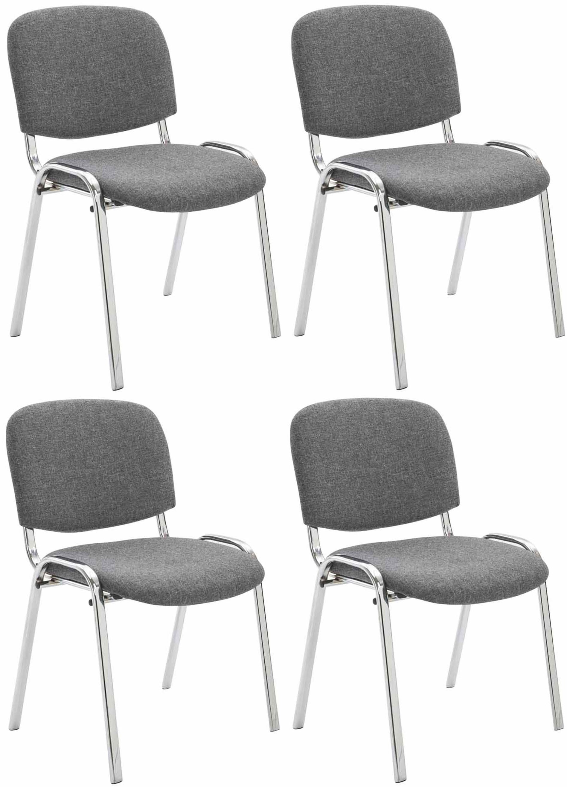 CLP 4er Set Stühle Ken Chrom Stoff I Gepolsterte Sitzfläche