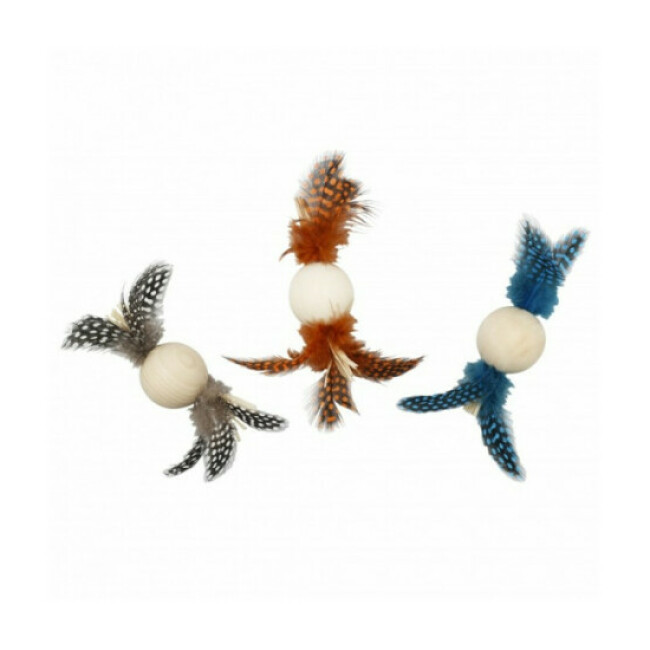 Jouet balle en bois Wood Feather pour chat