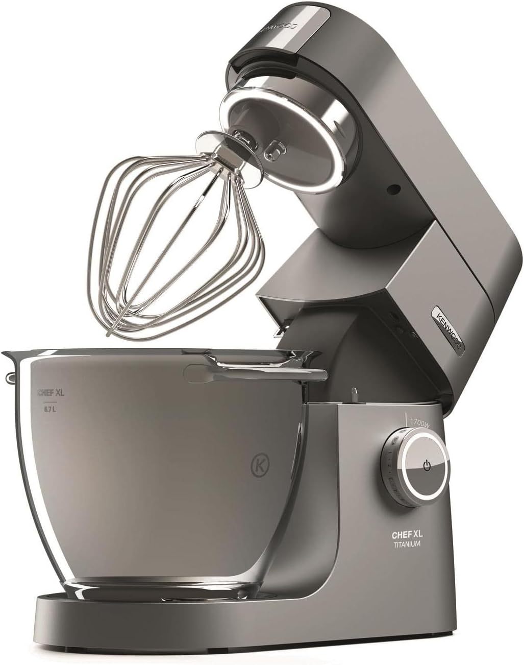 Kenwood Titanium Chef Baker KVL85.424SI Küchenmaschine mit integrierter Waage, inkl. 4-teiligem Patisserie-Set, 7 L und 5L Rührschüssel, stufenloser Geschwindigkeitsregler, 1200 W, Silber