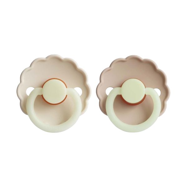 Frigg Daisy Night Fopspeen - 0-6 mnd (2 stuks) - Croissant/Cream