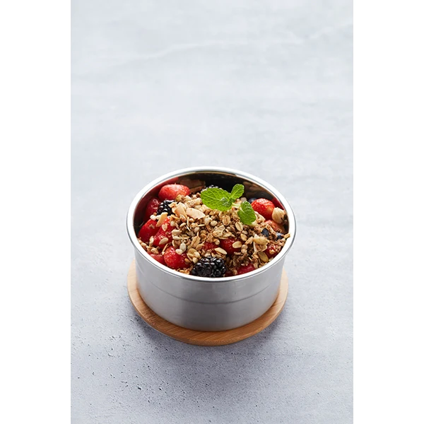 Lunch box ronde en inox 600 ml et couvercle en bambou Point Virgule