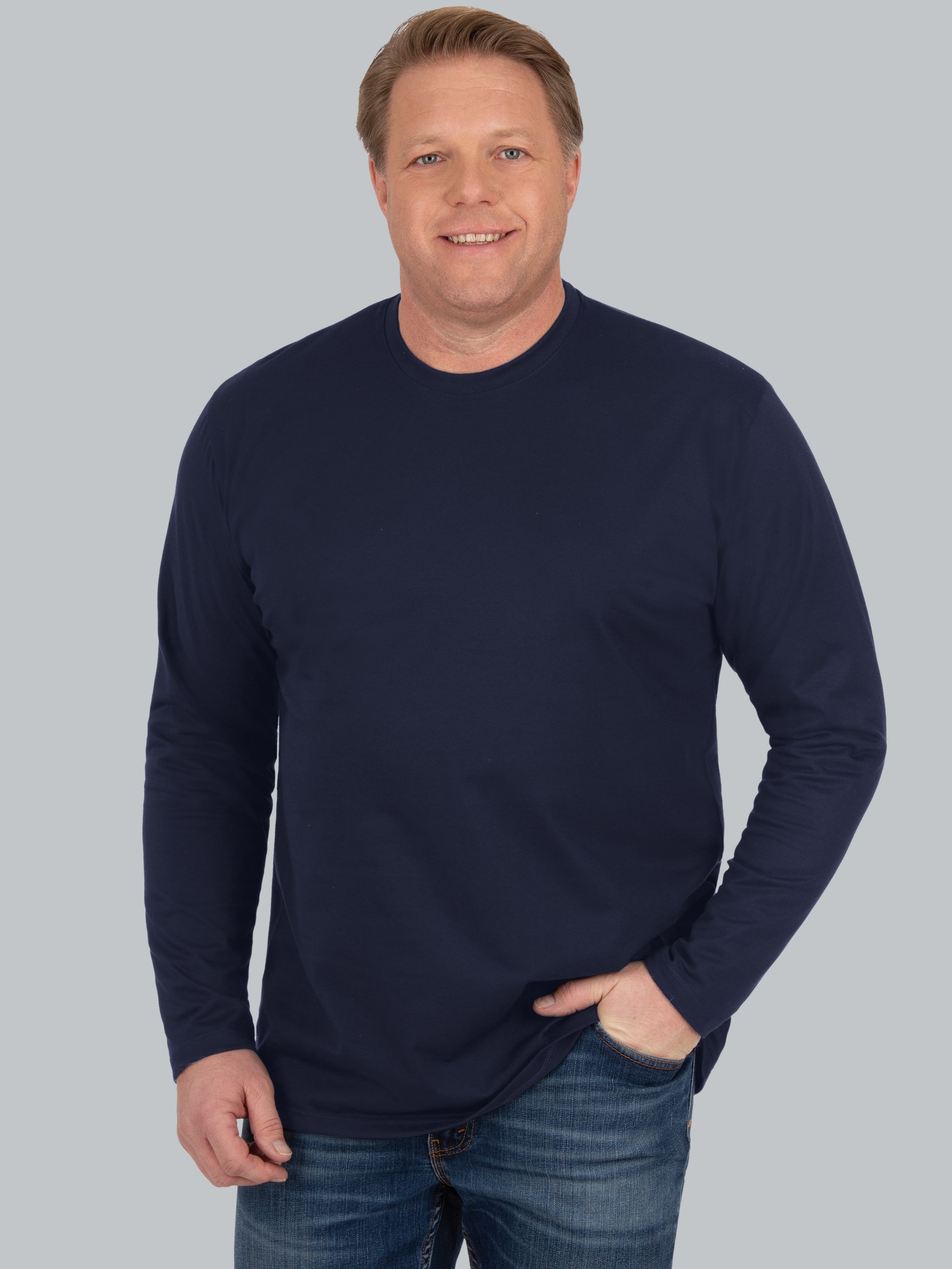 Langarmshirt aus 100% Baumwolle Navy