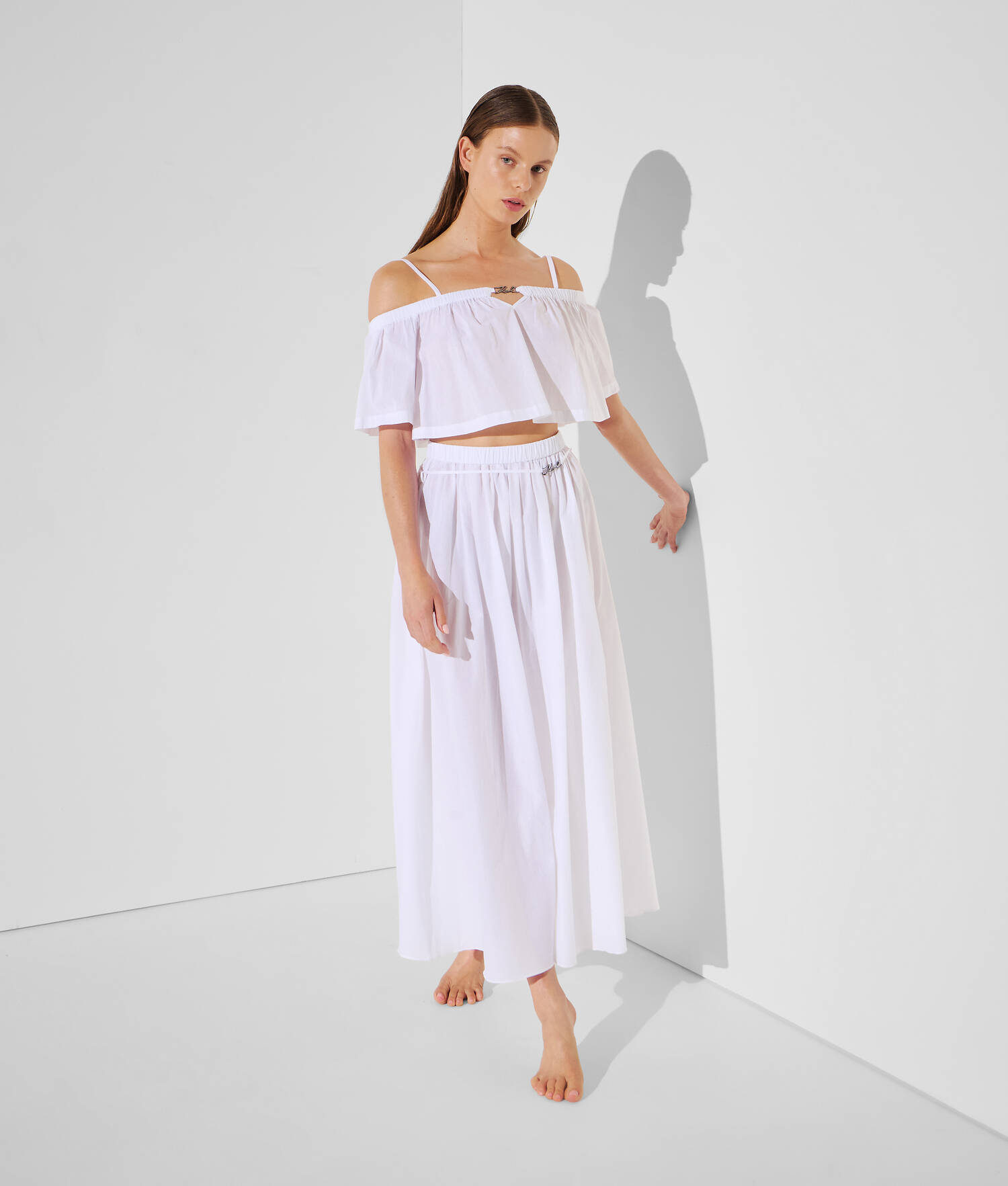 JUPE LONGUE DE PLAGE K/SIGNATURE - Blanc
