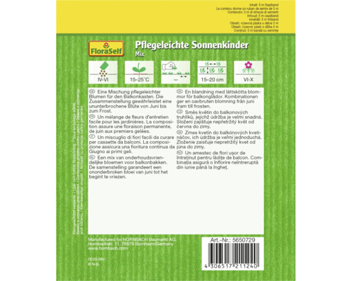 FloraSelf 'Easy-Care Sun Children' bloemenzaadmix, eenjarig zaadlint, zaadvaste zaden