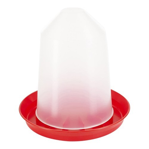 Comedouro vermelho/transparente para galinhas e aves