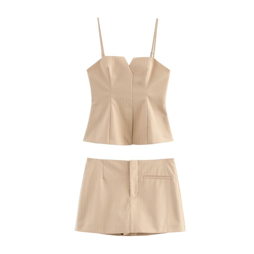 Cumulys - Effen cami-top / mini-kokerrok met middelhoge taille