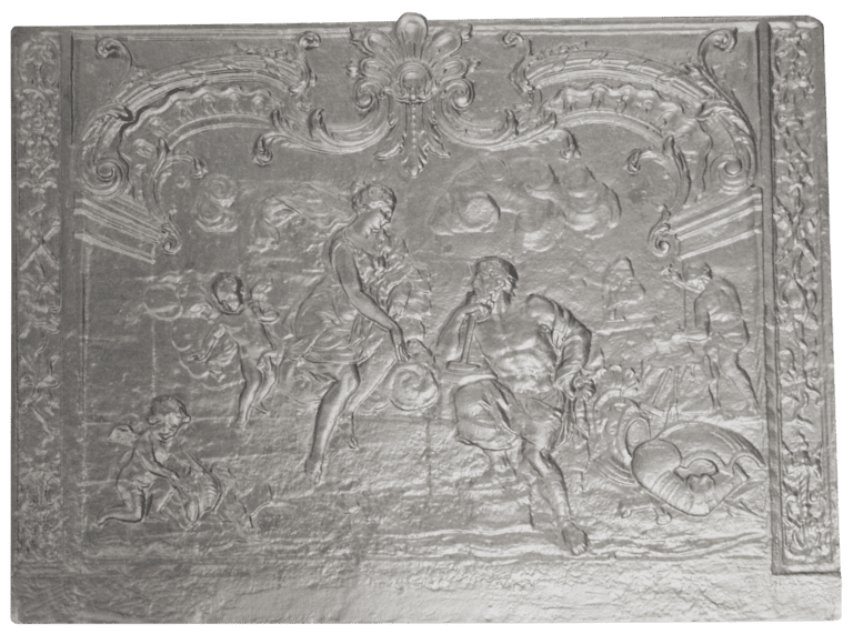 Plaque de cheminée vénus a la forge de vulcain h. 93 cm x l. 125 cm