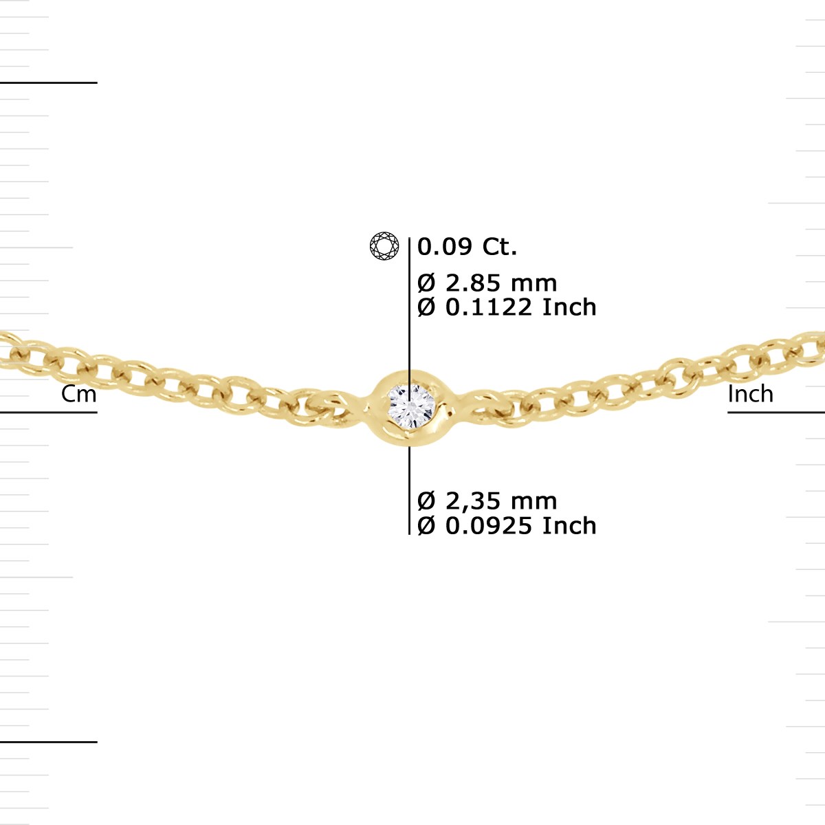 Collier Or Jaune alterné Diamants 0,10 Cts