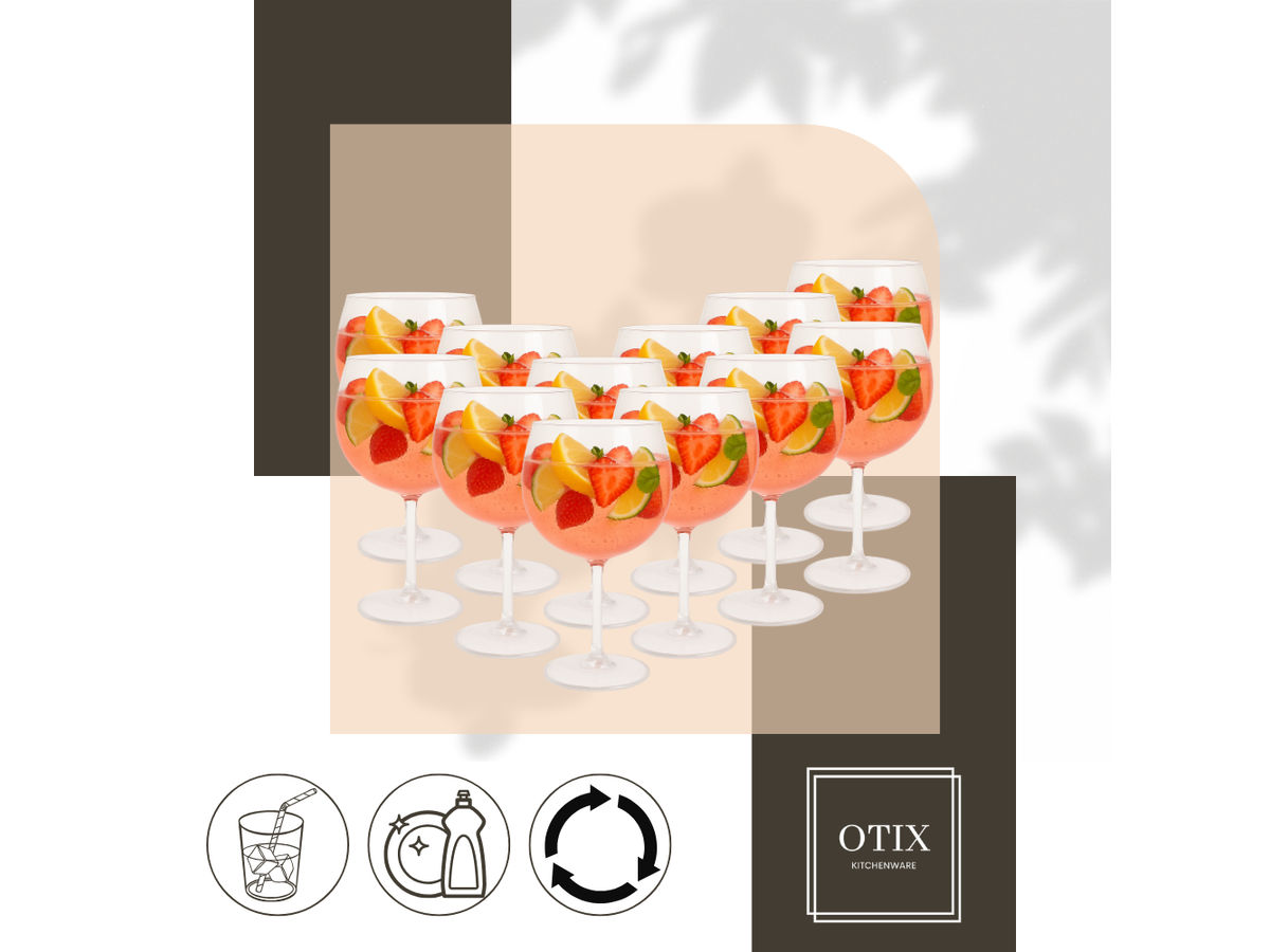 OTIX kunststof Gin Tonic glazen - Set van 12