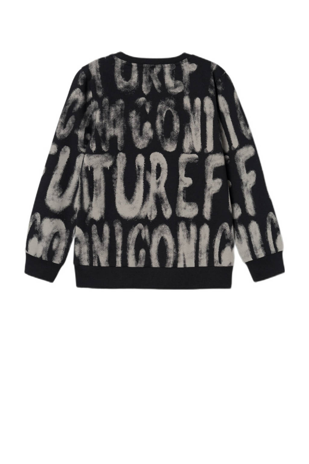 NAME IT sweater NKMKUJULLE met all over print zwart/grijs