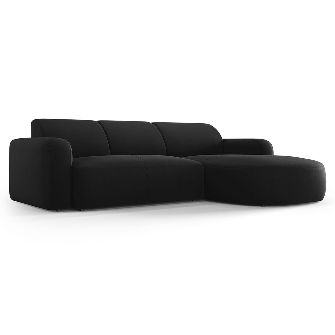 Mazzini Sofas Canapé d'angle droit Velours Jasmin 4 Places noir - 250x170x72 cm