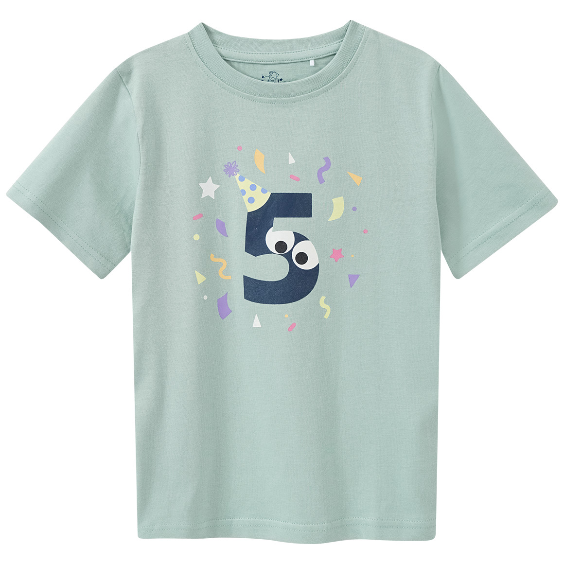 Topolino Kinder T-Shirt mit Geburtstagszahl 5 mintgrün