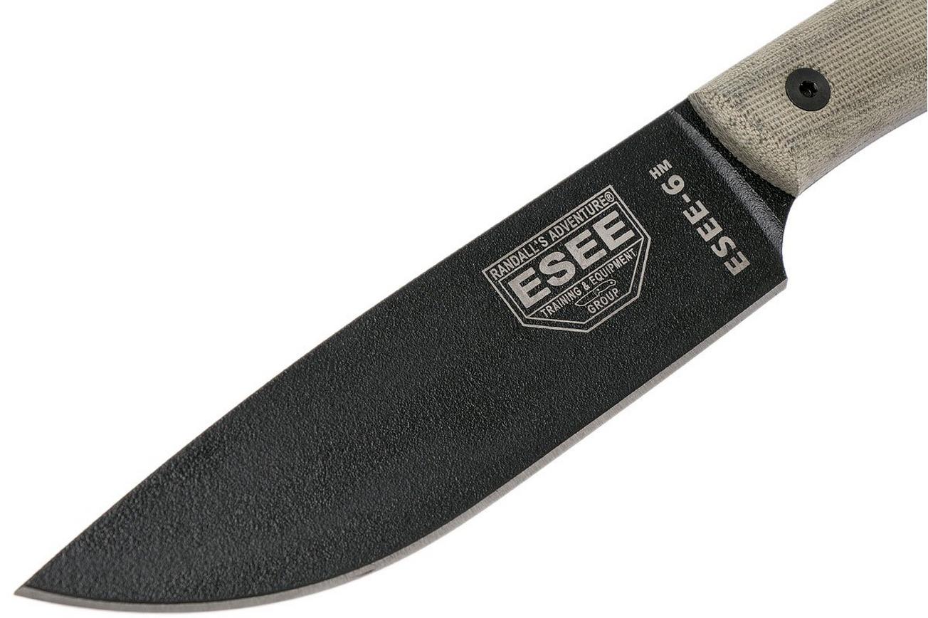 ESEE Model 6HM bushcraftmes Modified Handle, lederen schede