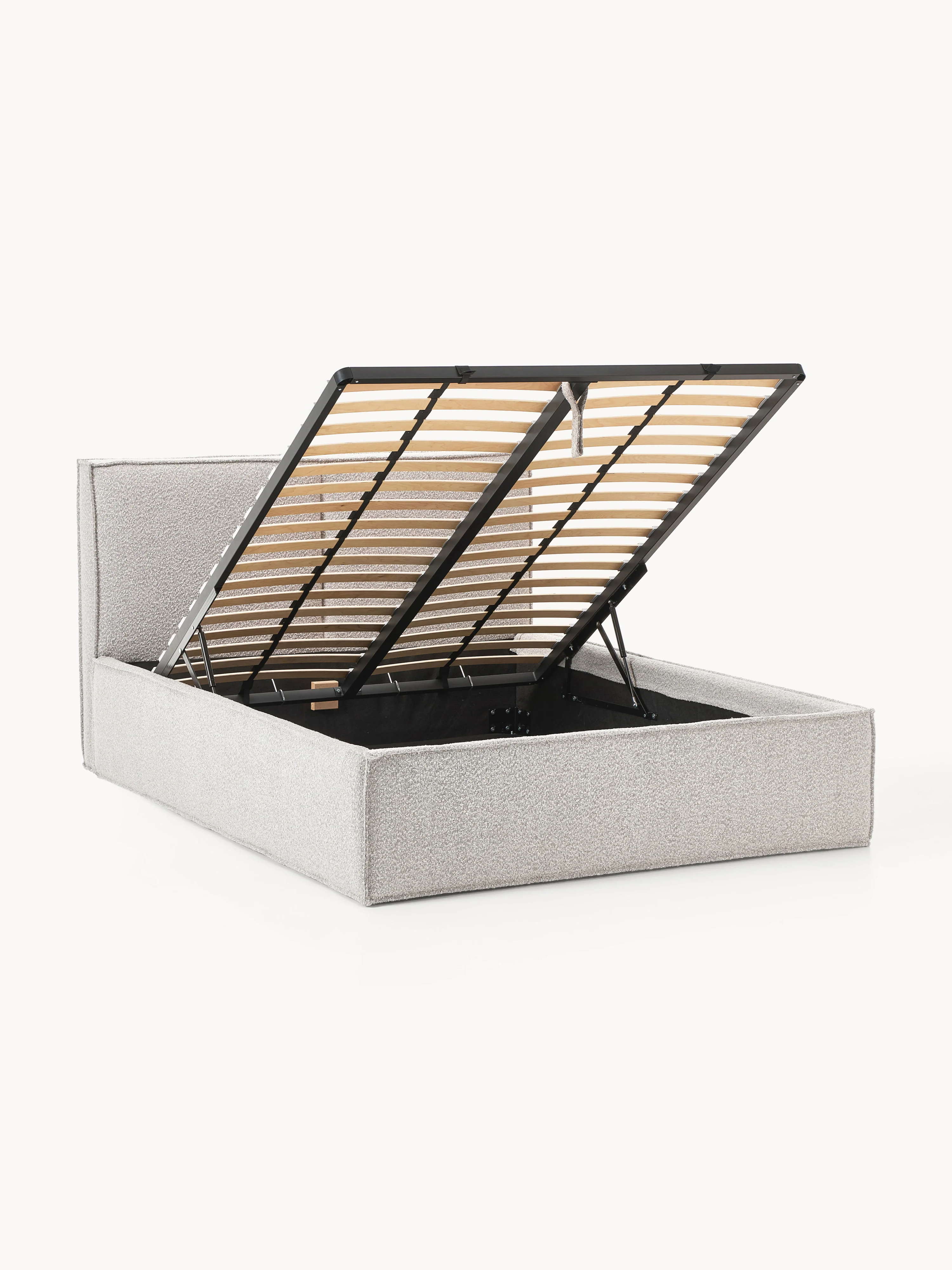 Bouclé gestoffeerd bed Dream met opbergruimte