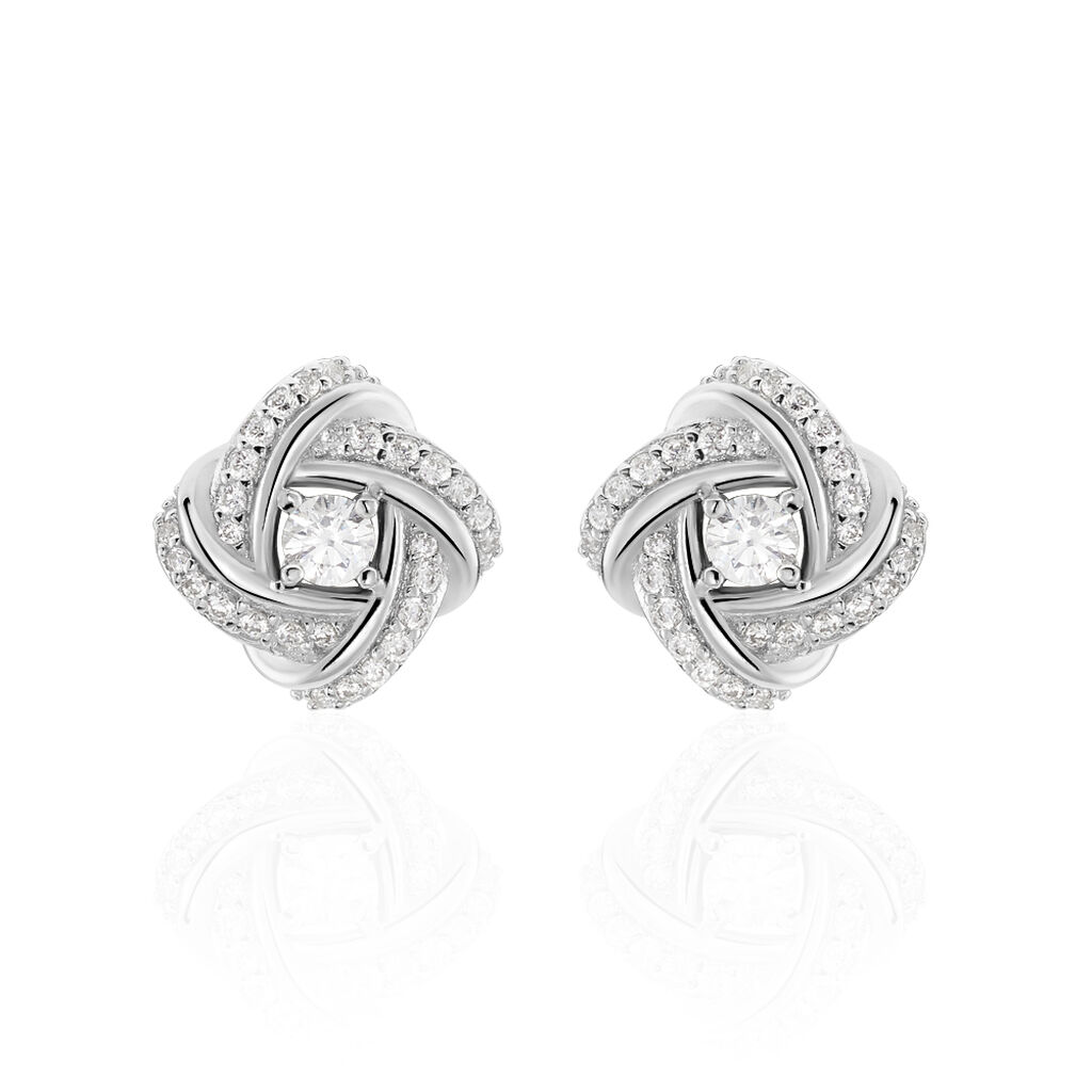Boucles D'oreilles Puces Anasthase Argent Blanc Oxyde De Zirconium