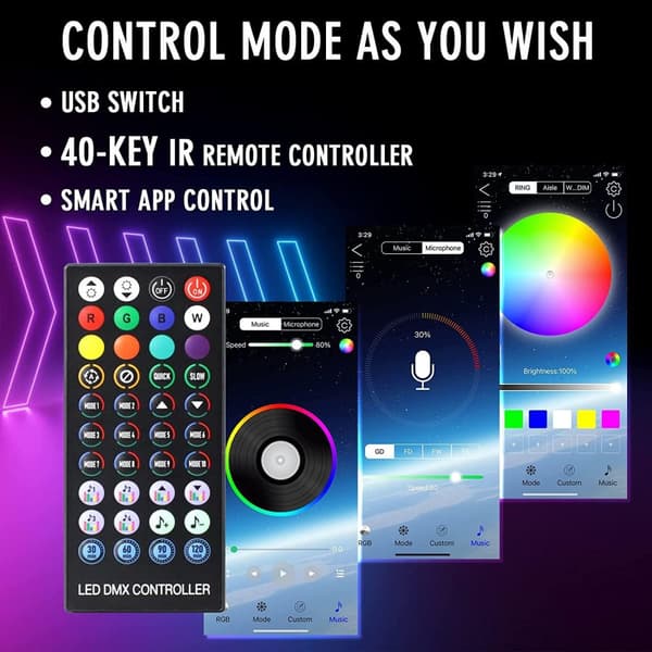 Led-ring til Playstation 5 PS5-appkontrollert + fjernkontroll