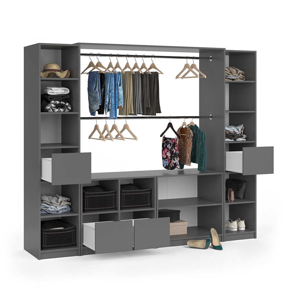 Vicco Kleiderschrank Visit Anthrazit Dielenschrank Flurgarderobe - Offen begehbar (Set XXL)