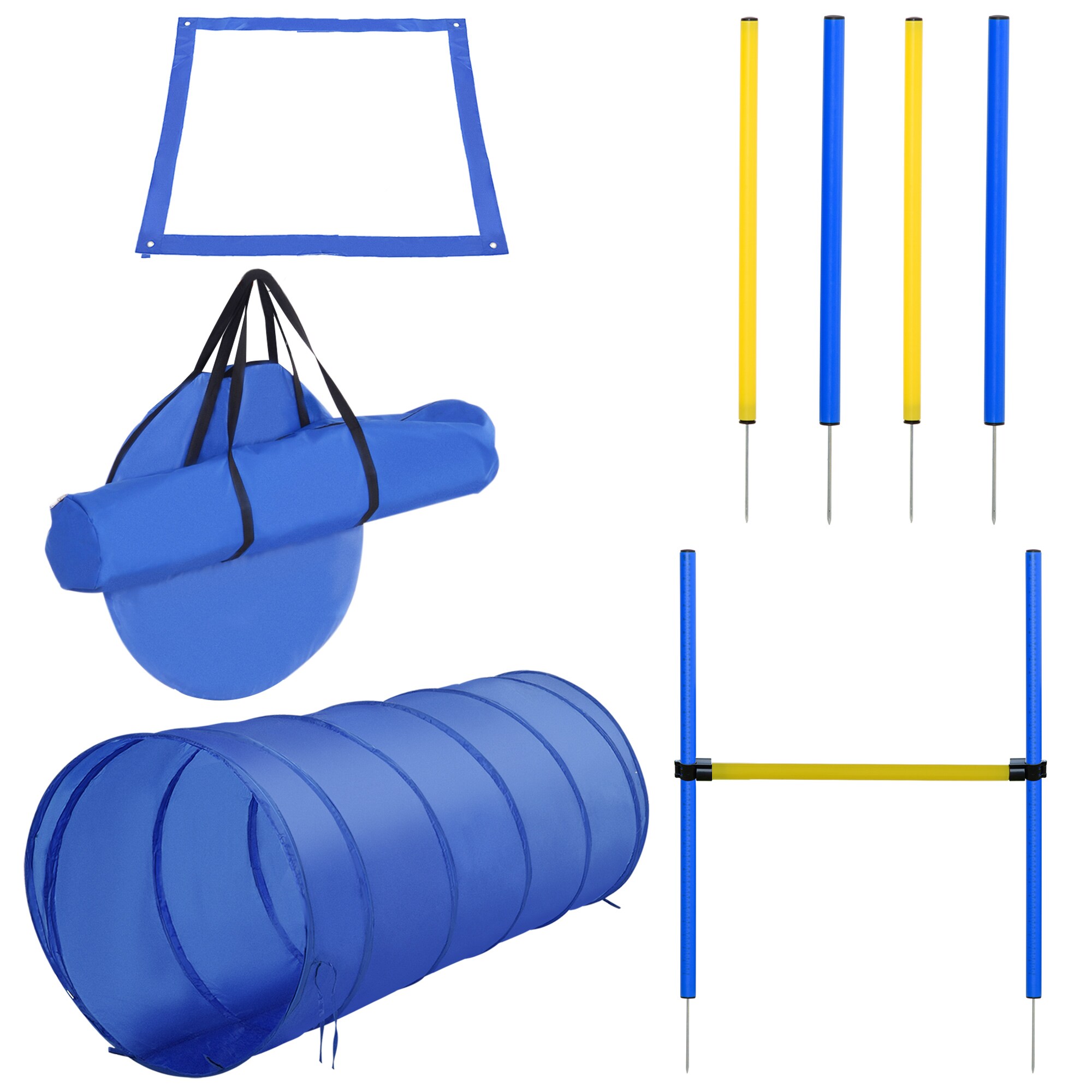 PawHut Hund Agility Set inkl. Tragetasche gelb, blau