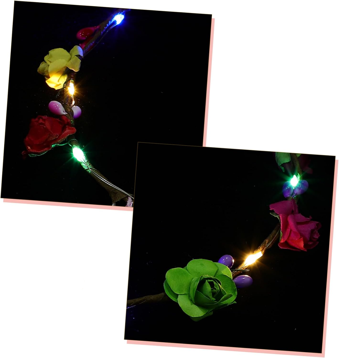 LED Haar Blumenkranz Fasnachts Kostüm Zubehör Motto Party Leucht Stirnband Halloween Foto Requisite mit 3 Leucht Modi (Batteriebetrieben) - Bunt