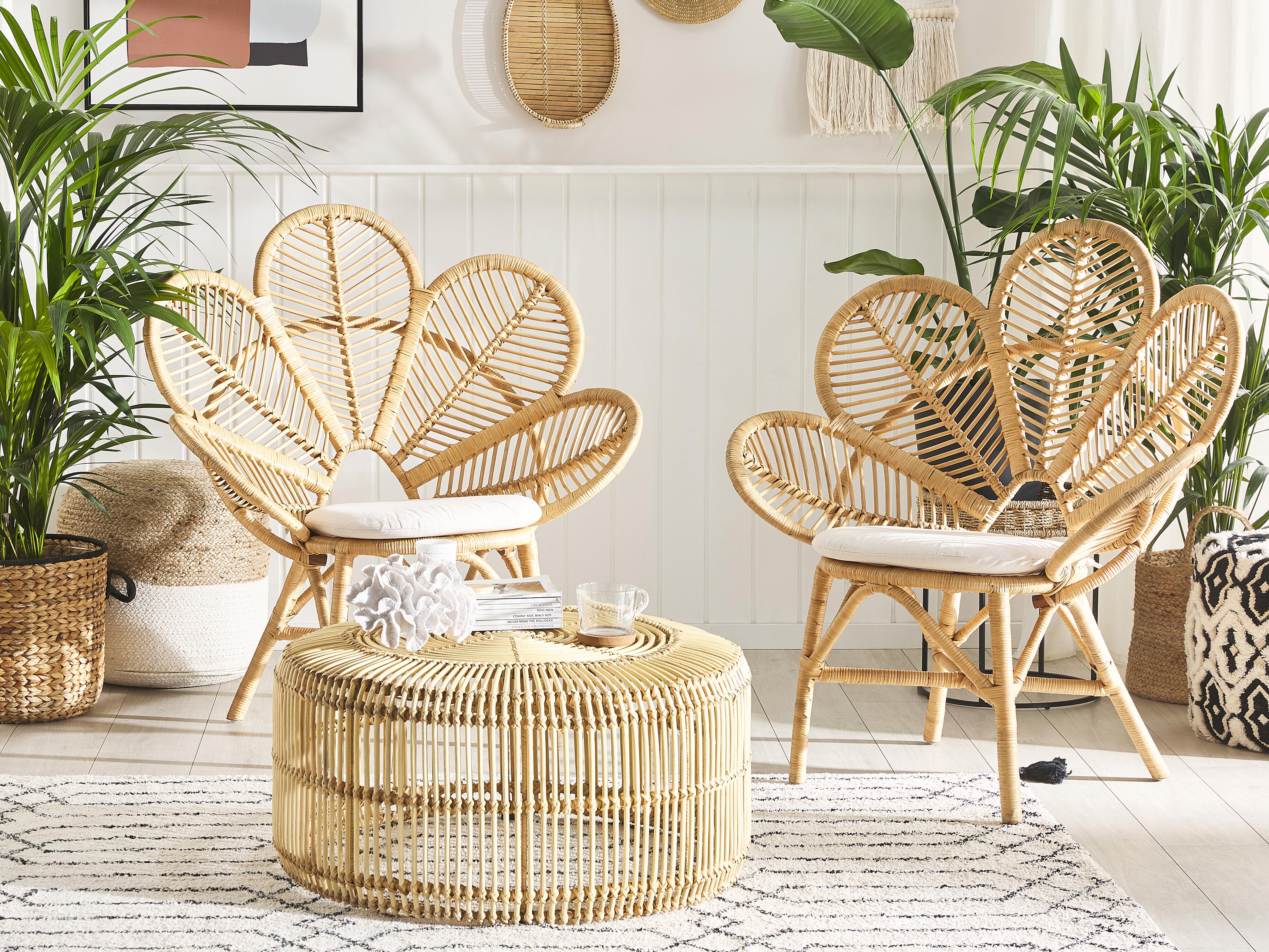 Bistroset met kussens FLORENTINE / LIMNI Rotan Beige