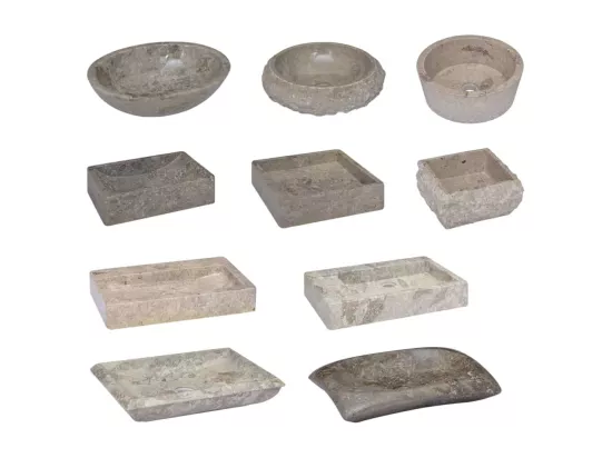 Prolenta Premium - Lavabo 45x30x12 cm marbre gris brillant