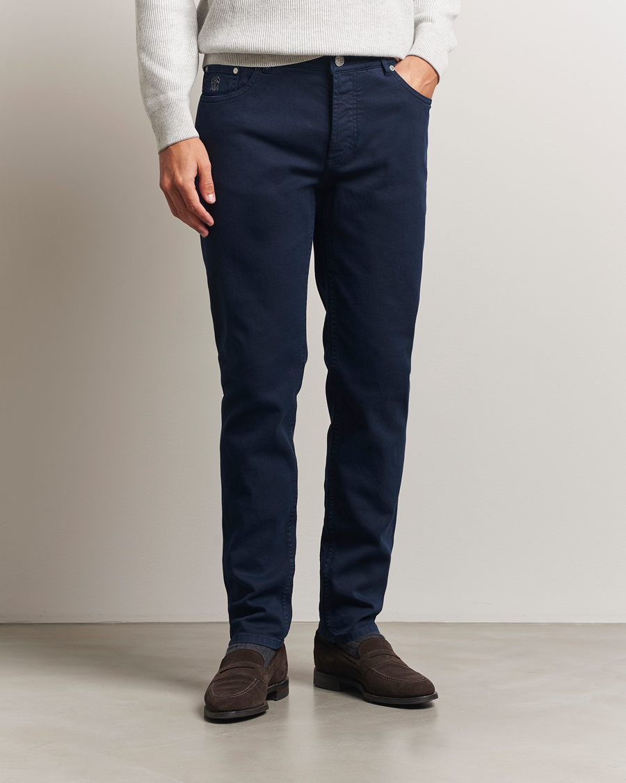 Brunello Cucinelli Slim Fit Bull Denim Pants Navy