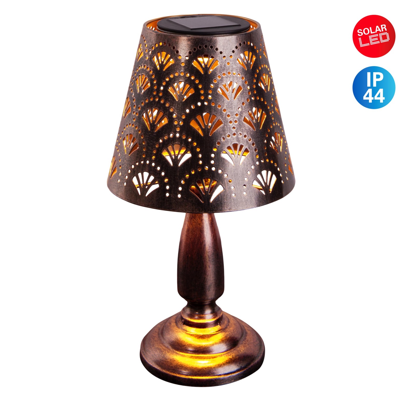 LED-Solartischleuchte ELSA - altmessing - 30,8 cm hoch