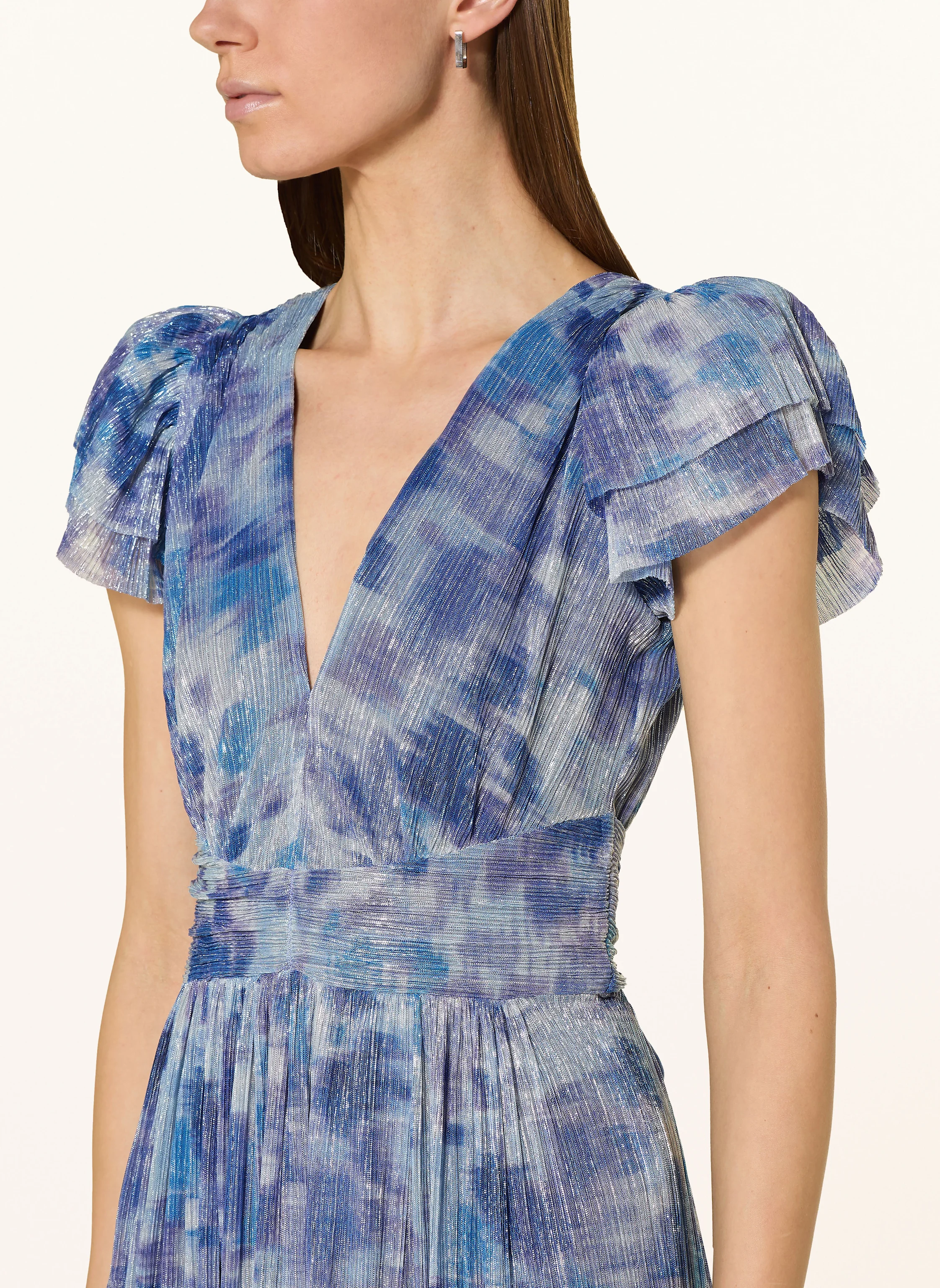 SWING Abendkleid mit Plissees und Glitzergarn