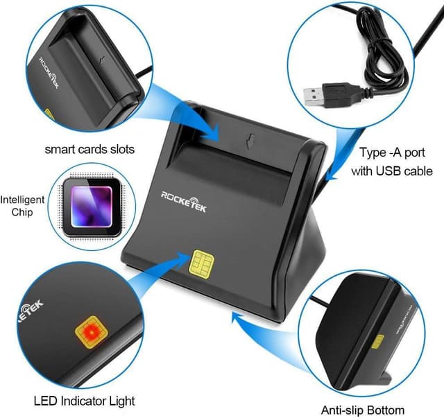 NÖRDIC USB-A Smart- og SIM-kortlæser ISO7816 ID-kort EMV Kreditkort